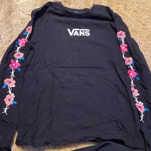 Vans black long sleeve with flowers and bo wires on sleeves